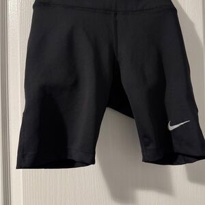 Nike Black Athletic Bike Shorts with White Swoosh